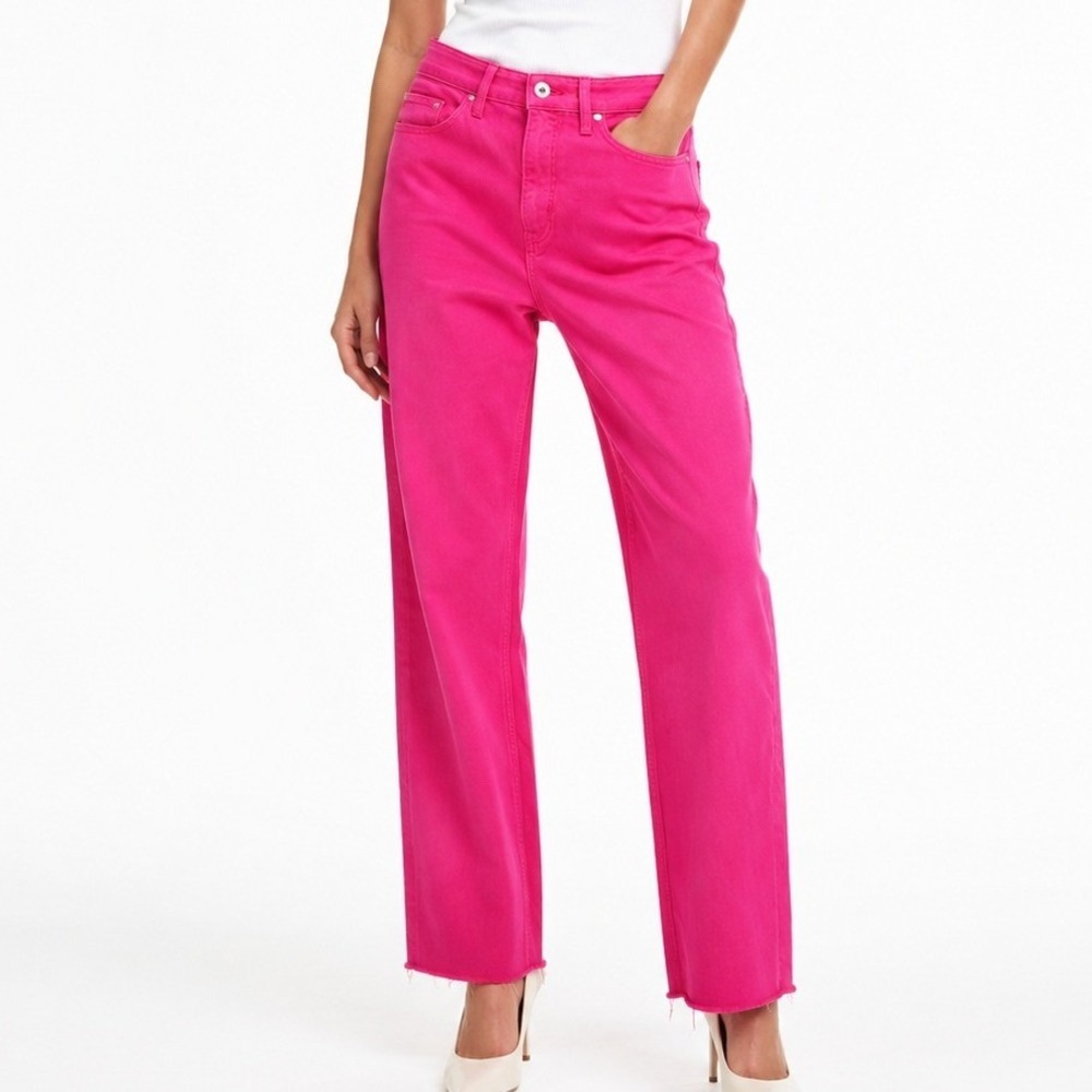 Vineyard Vines‎ Barbie Pink Straight Leg Raw Hem Stretch Denim Jeans Womens 30